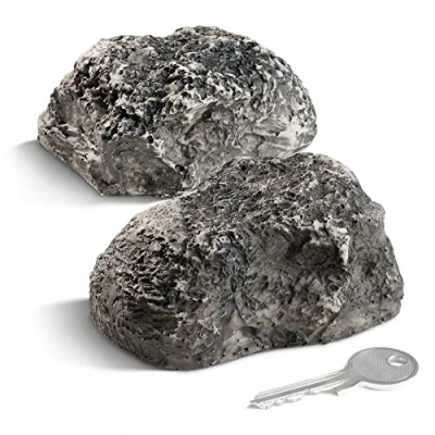 Abbildung von com four® 2x Schlüsselstein &quot;little rock&quot; Steinimitat mit Geheimfach Kunstgestein für Geocaching Schlüsselversteck in Stein Optik Steinattrappe künstlicher Findling