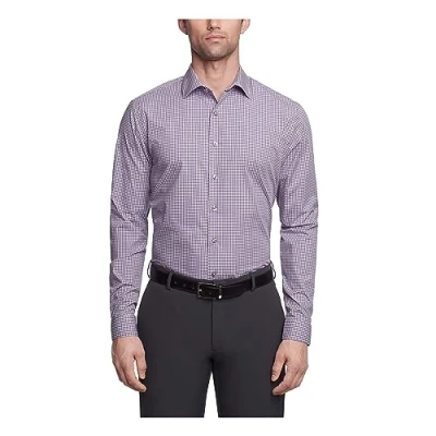 Abbildung von UNLISTED Herren Kleid Slim Fit Karos und Streifen (Gemustert) Klassisches Hemd, Violett, 41 cm 42 Hals 86 89 Ärmel