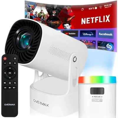 Abbildung von Overmax MULTIPIC EZ Beamer (2000 lm, 1500:1, 3840 x 2160 px (4K). px, Kabellos &amp; 4K / 120 Min. Akkubetrieb Android 9.0)