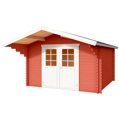 Abbildung von LASITA MAJA Gartenhaus &quot;Viljandi 34&quot;, Blochbohlenhaus 34mm, Fundamentmass 3000x3000, Schwedenrot