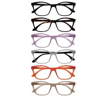 Abbildung von OPULIZE KAT Lesebrille 6er Pack Cat Eye Katzenaugen Fassung Schwarz, Braun, Lila, Grau, Orange, Taupe Herren &amp; Damen Federscharniere RRRRRR59 1257GU +2.00