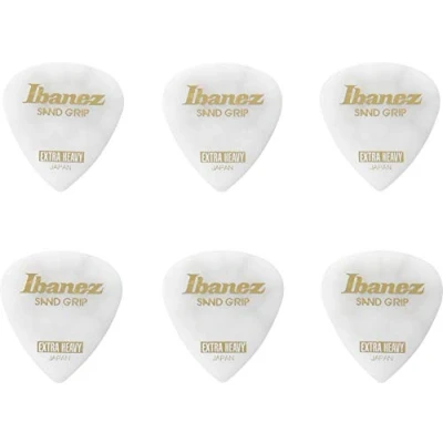 Abbildung von IBANEZ Grip Wizard Series Sand Flat Pick Crack Modell weiß 6 Stück (PPA16XCG WH)