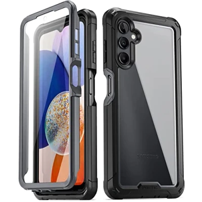Abbildung von Poetic Guardian Schutzhülle kompatibel mit Galaxy A14 5G [6 m mil grade Fallgetestet], Ganzkörper Hybrid Schutzhülle, stoßfest, robust, transparent, integriertem Displayschutz, Schwarz/Transparent