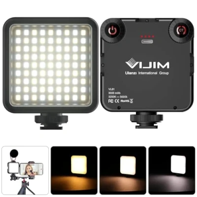Abbildung von ULANZI VL81 Videoleuchte 81 LEDs Videolicht mit Cold Shoe, Foto Licht 3200K 5600K Farbtemperatur Helligkeit Einstellbar CRI 95+, 3000mAh Akku Kamera für Fotografie YouTube Videoaufnahme