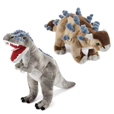 Abbildung von Zappi Co Plüsch Kinder Kuscheltier Weiches Kuschel Plüschtier Teil der Safari Tiere Kollektion, Perfekt für Kinder(30cm)(T Rex + Ankylosaurus)