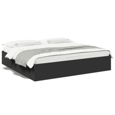 Abbildung von vidaXL Bettgestell, Bett Doppelbett für Schlafzimmer, Bettrahmen mit Lattenrost, Schlafzimmerbett Modernes Design, Schwarz 200x200cm Holzwerkstoff