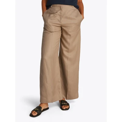 Abbildung von Tommy Hilfiger WIDE LEG Pants Stoffhose, Damen, Größe: 32, Safari