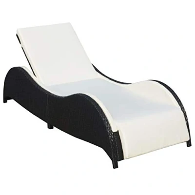 Abbildung von vidaXL Sonnenliege mit Auflage Gartenliege Gartenmöbel Liege Strandliege Relaxliege Freizeitliege Liegestuhl Rattanmöbel Poly Rattan Schwarz