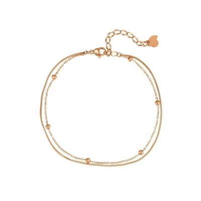 Abbildung von Hey Happiness Layered Bobble Fußkettchen, Damen, Größe: One Size, Rosegoldfarben