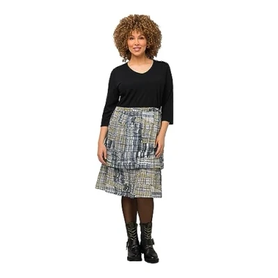 Abbildung von Ulla Popken Jerseykleid Plisseerock A Linie V Ausschnitt