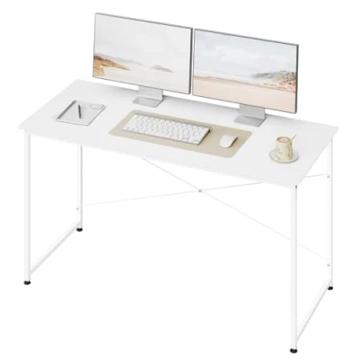 Abbildung von WOLTU Schreibtisch weiß, Computertisch, 140x60 cm Bürotisch, PC Tisch, Arbeitstisch mit Metallgestell, für Büro Homeoffice Arbeitszimmer Schlafzimmer, aus Holzwerkstoff