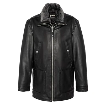 Abbildung von Schott NYC Herren LC8100LONG Lederjacke, Schwarz, L
