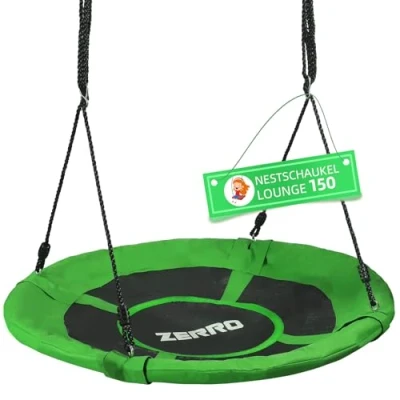 Abbildung von ZERRO Nestschaukel Outdoor &amp; Indoor bis zu 150kg Höhenverstellbare Ø120cm Netzschaukel für Kinder und Erwachsene,Grün