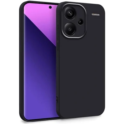 Abbildung von MyGadget Hülle für Xiaomi Redmi Note 13 Pro Plus 5G Zweilagige Handyhülle mit Kameraschutz Cover Innenfutter &amp; Silikon außen Schwarz