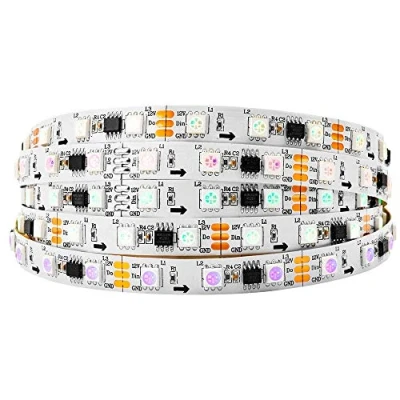 Abbildung von BTF LIGHTING WS2811 RGB adressierbare Traum Farbe LED Streifen 5m 60LEDs/m 20Pixels/m 300LEDs 100pixels IP30 Spritzwassergeschützt Weiß PCB Flexibel DC12V Lauflicht Effekt für Heimdekoration