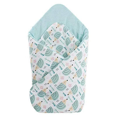 Abbildung von Medi Partners Steckkissen 100% Baumwolle 75x75cm Einschlagdecke Babyhörnchen doppelseitig weich ganzjährig multifunktional antiallergisch Babys (Teddy mit blauen Sternen)