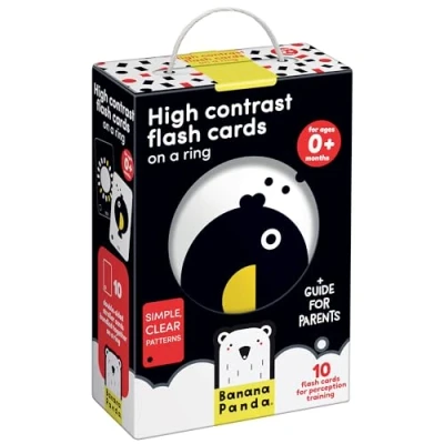 Abbildung von Banana Panda 10 High Contrast Look and Feel Babybuchkarten mit 20 Bildern / Schwarz Weiß Babyspielzeugheft ab 0 Monaten 9x14cm