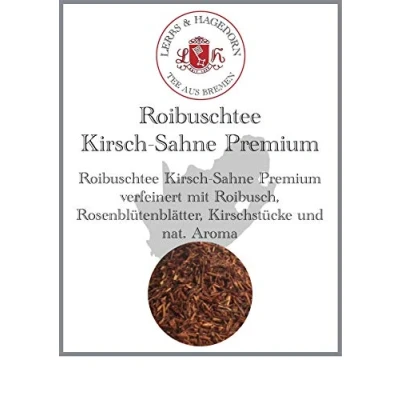 Abbildung von Lerbs &amp; Hagedorn, Roibuschtee Kirsch Sahne Premium Sahen Geschmack 250g (ca. 21 Liter) Kirschstücke und natürlichem Aroma