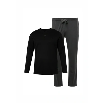 Abbildung von JP1880 SET Zweiteiler Henley Nachtwäsche Set, Herren, Größe: 7XL, Black