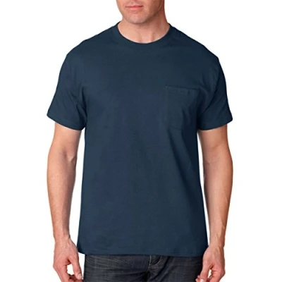 Abbildung von Hanes Herren Heavyweight Pocket T Shirt, Beefy Full Cut Cotton Tee für Männer, Crewneck Shirt 1er oder 2er Pack, Marineblau, 1 Stück, XL