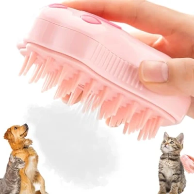 Abbildung von Steamy Cat Brush, 3 in 1 Dampfbürste Für Katzen Katzenbürste mit Dampf Hundebürste Haustierbürste Haustier Bürsten Selbstreinigende Zupfbürste, Hunde Massage Selbstreinigung