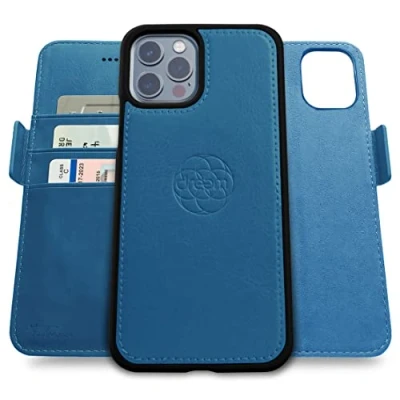 Abbildung von Dreem Fibonacci kompatibel mit iPhone 13 Pro Max Brieftaschen Etui / 2 in 1 stoßfestes und abnehmbares Folio aus veganem Leder, MagSafe kompatibel, RFID Schutz [Schiefer]
