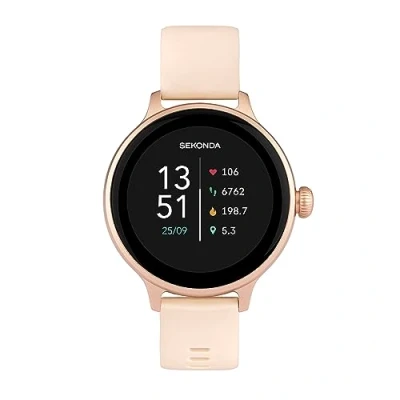 Abbildung von Sekonda Connect 40623 Smartwatch mit pinkem Silikonband, 40 mm