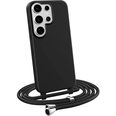 Abbildung von MyGadget Handykette für Samsung Galaxy S24 Ultra [ Hülle mit verstellbaren Band ] TPU Handyhülle Handyband zum Umhängen Kordel Schnur Case Schutzhülle Schwarz