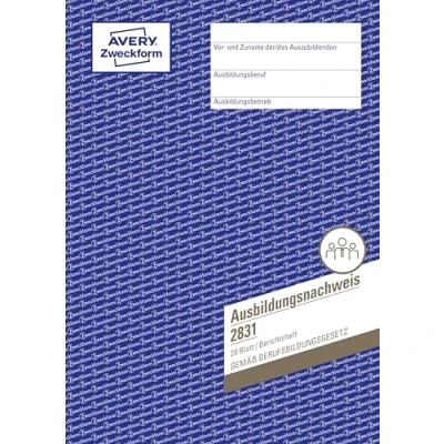 Abbildung von AVERY Zweckform 2831 Ausbildungsnachweis (DIN A4, Heftform, von IHK anerkannt, für Deutschland, speziell konzipiert die Führung Berichtsheften in der Berufsausbildung, 28 Blatt) weiß