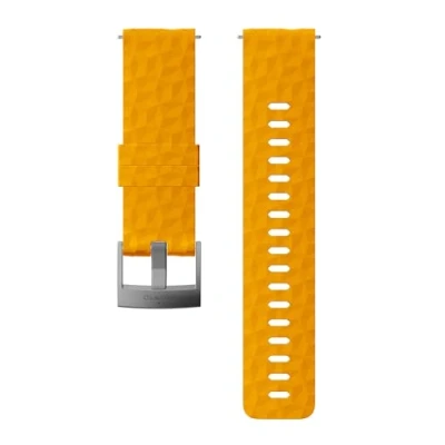 Abbildung von Suunto Ersatz Uhrenarmband, für alle Spartan Sport Wrist HR Uhren, Silikon, Länge: 22,3 cm, Stegbreite: 24 mm, Gelb (Amber)/Silber, Inkl. Stifte zur Montage, SS050012000