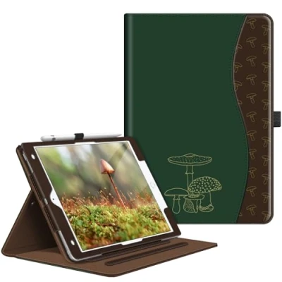 Abbildung von Fintie Hülle für iPad 9. Generation 2021/8. Gen 2020/7. 2019 10.2 Zoll, [Eckenschutz] Multi Winkel Betrachtung Folio Stand Schutzhülle mit Dokumentschlitze, Auto Sleep/Wake, Pilz