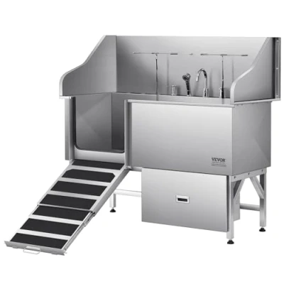 Abbildung von VEVOR Hundepflegewanne Edelstahl Wasserfilterplatte linke Tür 1550x790x1470mm
