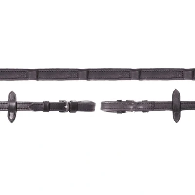 Abbildung von Schockemöhle Zügel Durasoft Leder Schwarz/Silber Warmblut