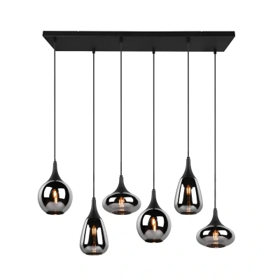 Abbildung von TRIO Leuchten Pendelleuchte Lumina, ohne Leuchtmittel, warmweiß kaltweiß, Hängelampe 6 flammig Glasschirm, exkl 3xE14 max 40W höhenverstellbar