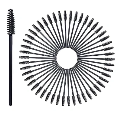 Abbildung von zoerbufan Einweg Wimpernbürste [50 Stück], Schwarz Kosmetik Pinsel für Wimpern und Augenbrauen, Mascara Zauberstäbe