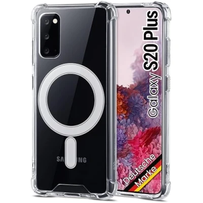 Abbildung von JProtect Magnetische Handyhülle für Samsung Galaxy S20 Plus MagSafe Hülle/Stoßfeste Hülle Transparent/Case mit Magnet