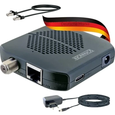 Abbildung von SCHWAIGER DSRD0100 SAT Dongle Digitale Fernsehsignale über Ethernet Fernseherempfänger WLAN Transmitter TV Receiver 18W DVB S2 schwarz