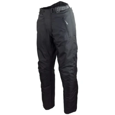 Abbildung von Schwarze Motorradhose in Kurzgröße XXL mit herausnehmbarem Thermofutter, Protektoren und Weitenverstellung, für Sommer Winter