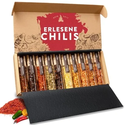 Abbildung von TIMBER TASTE® Scharfes Chili Gewürze Geschenkset für Männer &amp; Frauen [BIS 1.200.000 SCOVILLE] Das 10er Set mit vollem Schärfespektrum Besonderes Geschenke Schärfeliebhaber