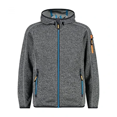 Abbildung von CMP Jungen Kinder Knit Tech Jacke Mit Fester Kapuze, Anthrazit Riff, 176 EU