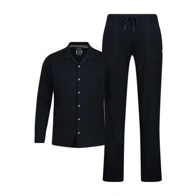 Abbildung von JP1880 DEUX PIÈCES Longues QUALITÉ Oekotex Revers SET Nachtwäsche Set, Herren, Größe: 7XL, Bleu marine