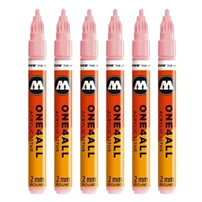 Abbildung von Molotow One4All 127HS Acryl Marker (2,0 mm Strichstärke, hochdeckend und permanent, UV beständig, für fast alle Untergründe) 6 Stück Farbe 207 powder pastell