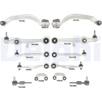 Abbildung von DELPHI TC1900KIT Querlenker Reparatursatz Vorderachse VOLKSWAGEN: Passat B5 GP Variant, Limousine, AUDI: A6 C5 Avant, Limousine