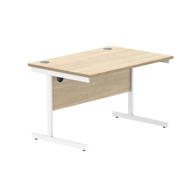 Abbildung von office hippo Essentials Rechteckiger Schreibtisch Computer Arbeitsplatz, Heimbürotisch mit Kabelanschluss Management, 120 x 80 cm, Holz, Kanadische Eiche
