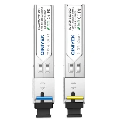 Abbildung von QINIYEK 1 Paar Simplex SC Modul 3KM, 1,25 G Single Mode Faserstecker, SFP WDM SM 1000BASE BiDi 1310 nm/1550 nm Transceiver