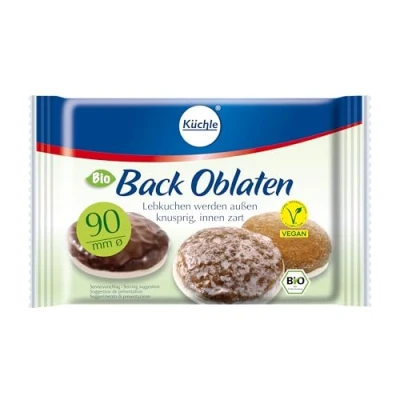 Abbildung von Küchle runde Back Oblaten Bio Vegan 90mm 26g pro Packung 1er Pack Esspapier zum Backen von Makronen &amp; Lebkuchen