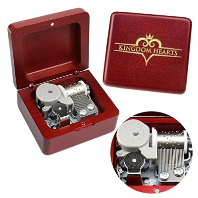 Abbildung von Sinzyo Kingdom Hearts Vintage Holz mechanische Spieluhr Geburtstag Geschenk Weihnachten Valentinstag (Holzbox mit rotem Thema)