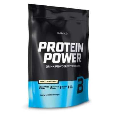 Abbildung von BioTechUSA Protein Power Hoher Proteingehalt, zuckerfrei, laktosefrei, glutenfrei mit zugesetztem Kreatin, 1 kg, Vanille