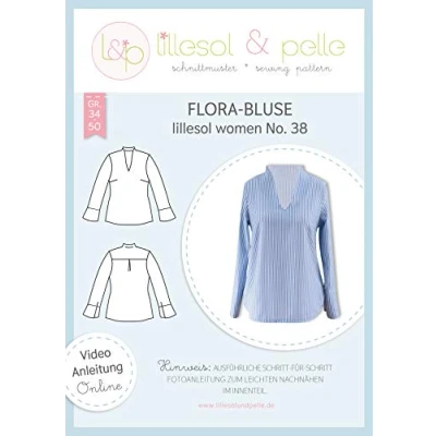 Abbildung von lillesol &amp; pelle Schnittmuster Women No.38 Flora Bluse in Größe 34 58 zum Nähen mit Foto Anleitung und Video