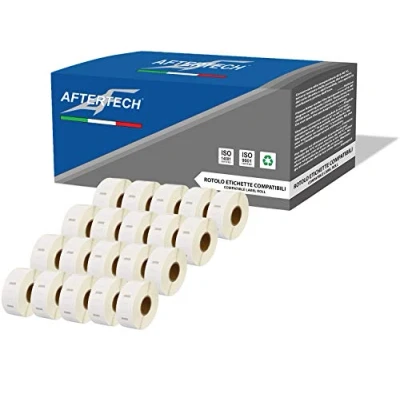 Abbildung von Aftertech 20x 2525 25x25 mm kompatible Etiketten (750 Etiketten/Rolle = 15000 insgesamt) für Dymo LabelWriter Seiko SLP Etikettendrucker S0929125 20x2525